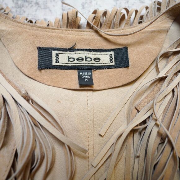 Vintage Bebe Fringe Suede Leather Jacket Boho Chic Western - Women’s Medium - Picture 3 of 8